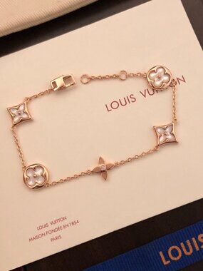 LV Gold Bracelet – Pearl Flower Details, Luxury Gift Idea